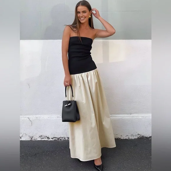 Commense Drop Waist Dress - Apricot - Picture 1 of 4